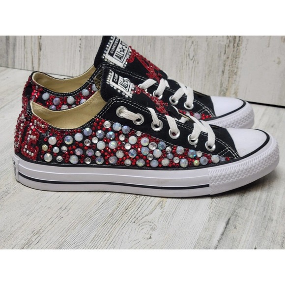 Converse Sneakers Women 7.5 Multicolor Custom Bedazzle Embellished 'A' Bling Out - Picture 6 of 9